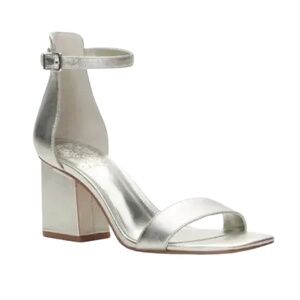 Vince Camuto Margry Ankle Strap Block Heel Sandal Silver Size 9